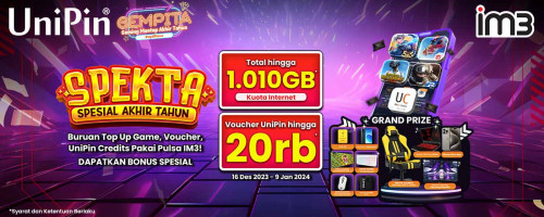 SPEKTA (Spesial Akhir Tahun) – Top Up di UniPin Pakai Pulsa IM3, Banyak Hadiah Spesial Menanti!